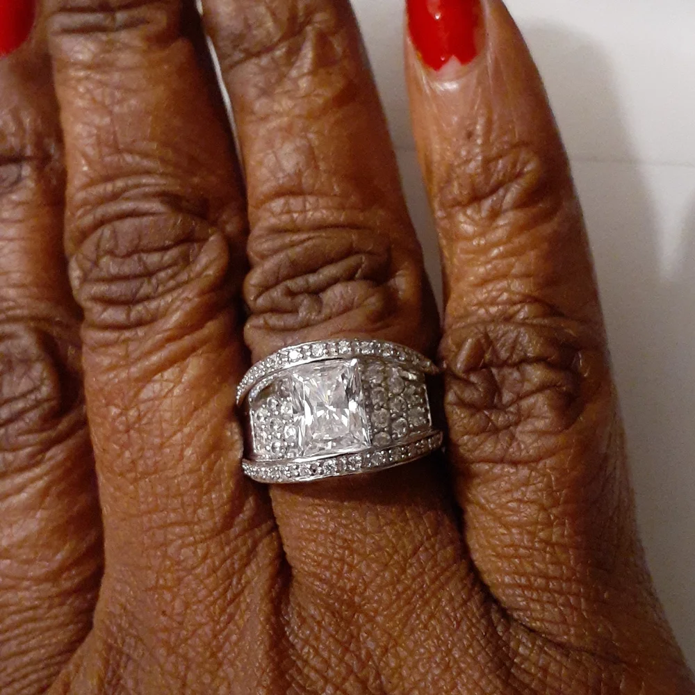STERLING 925 CZ RING NWT BRIDGE PAVE EMERALD CUT
